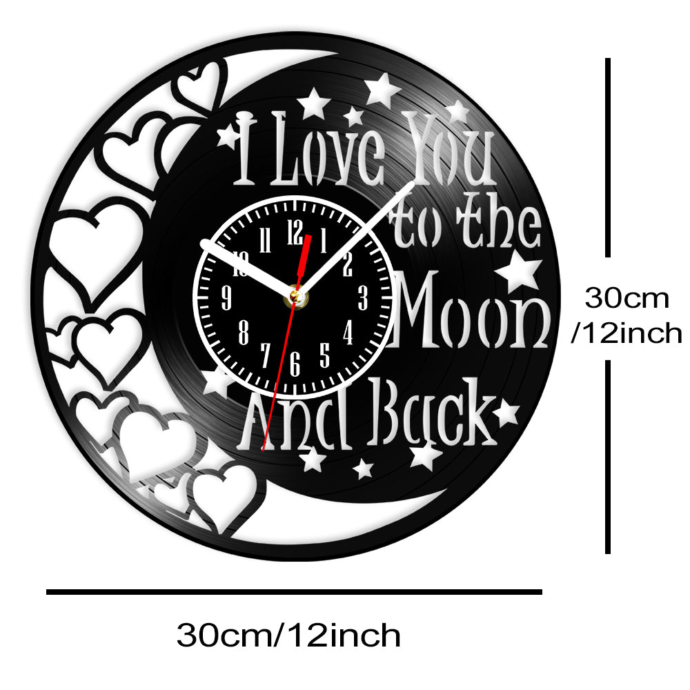 Love You To The Moon And Back Vinyl Record Wall Clock