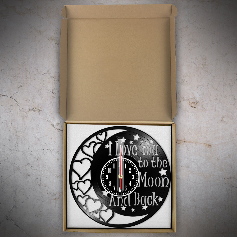 Love You To The Moon And Back Vinyl Record Wall Clock