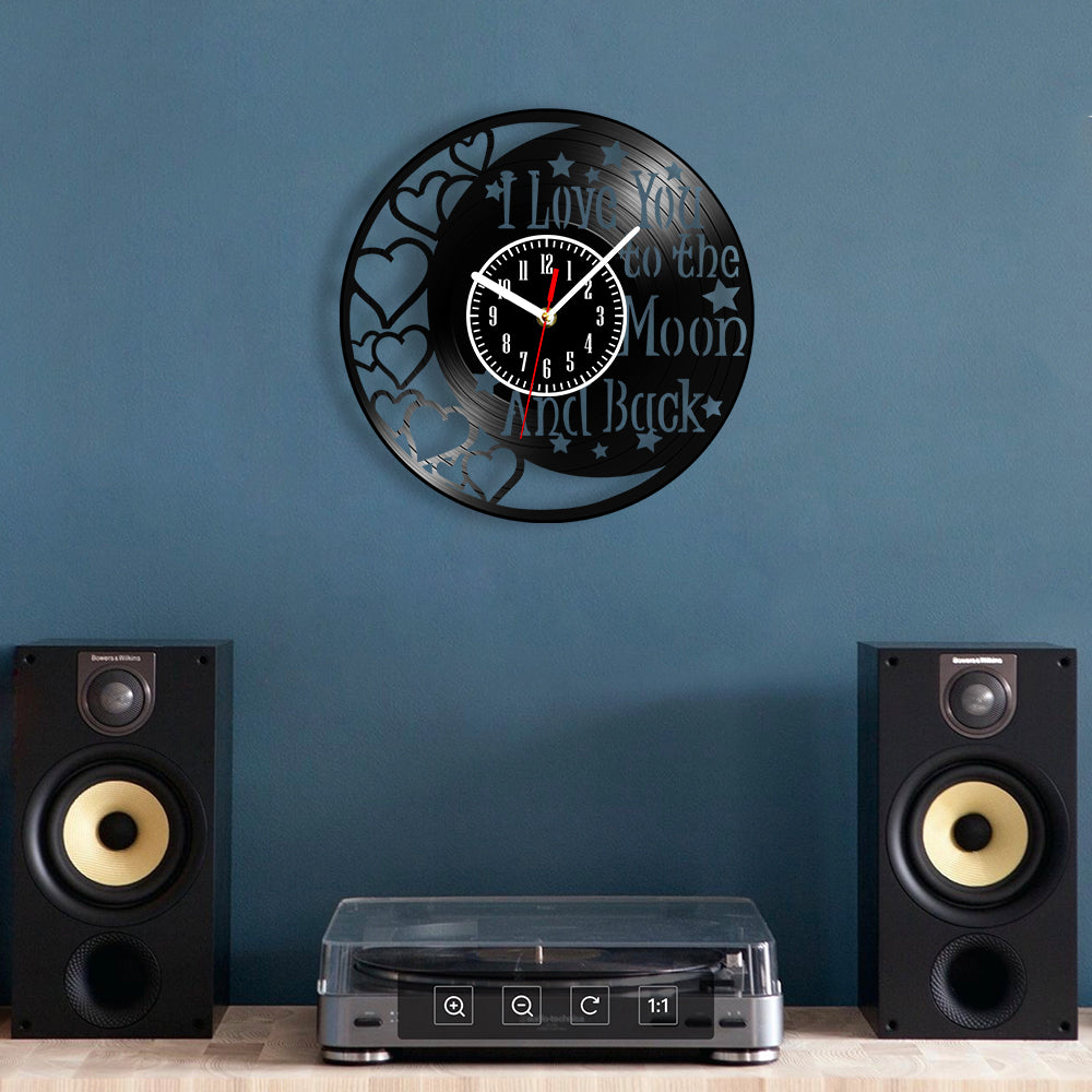Love You To The Moon And Back Vinyl Record Wall Clock