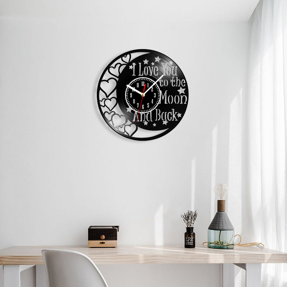 Love You To The Moon And Back Vinyl Record Wall Clock