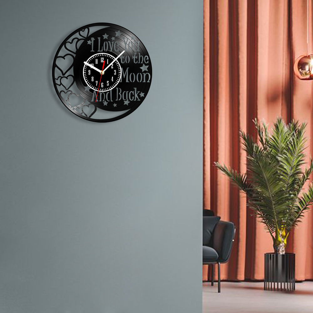 Love You To The Moon And Back Vinyl Record Wall Clock