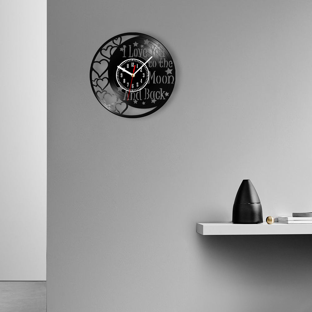 Love You To The Moon And Back Vinyl Record Wall Clock