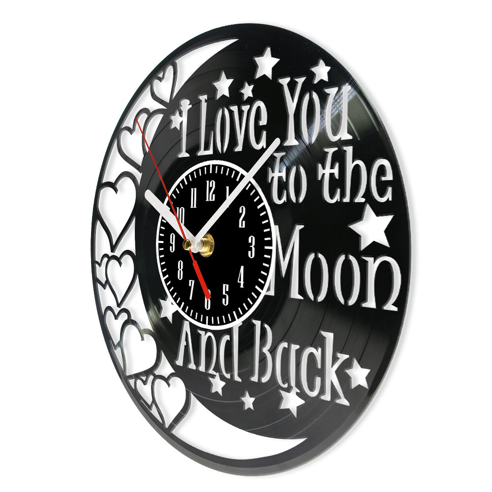 Love You To The Moon And Back Vinyl Record Wall Clock