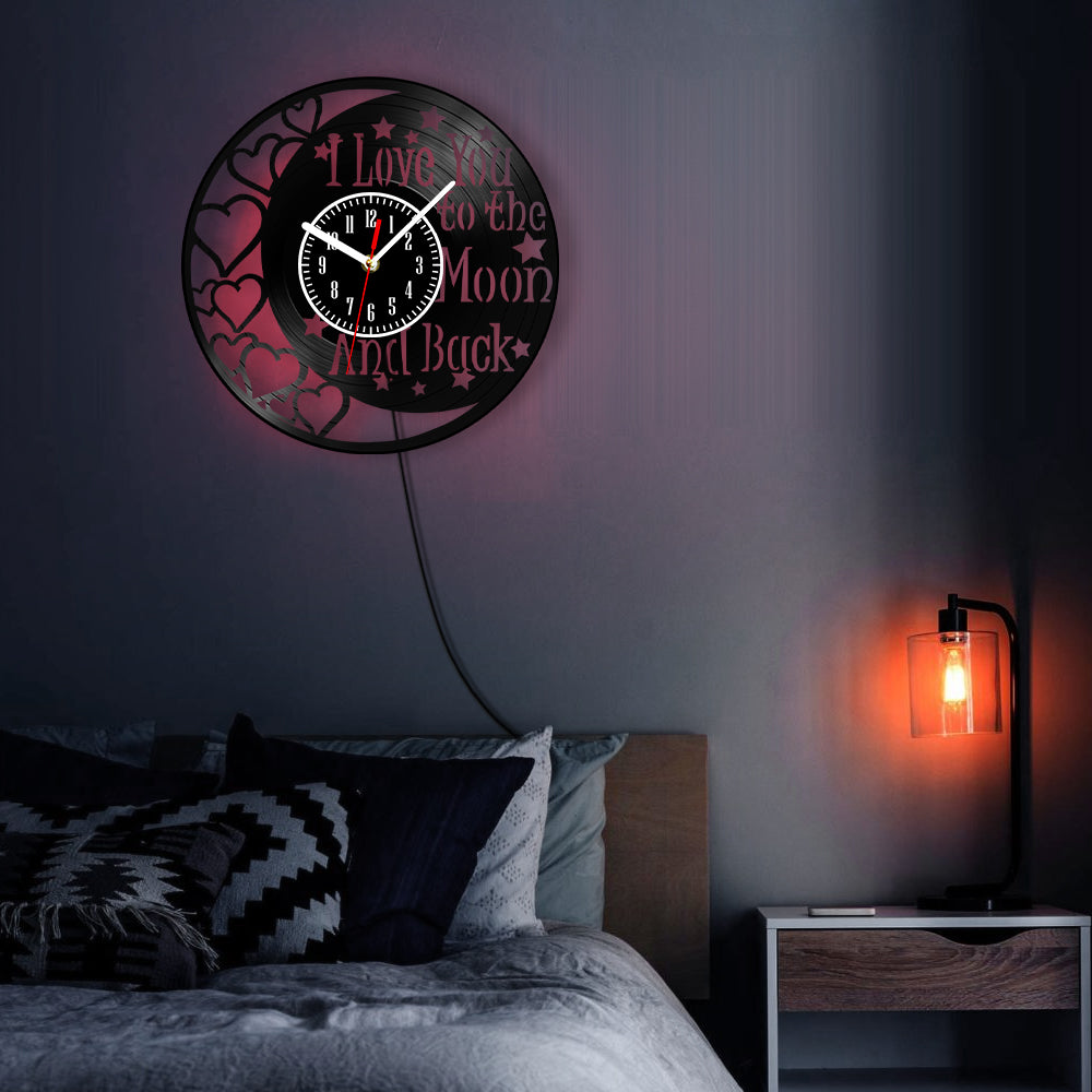 Love You To The Moon And Back Vinyl Record Wall Clock