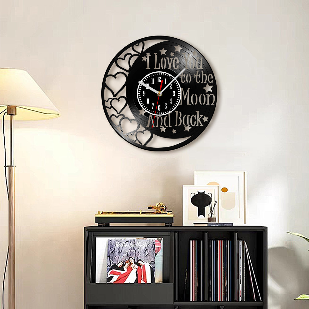 Love You To The Moon And Back Vinyl Record Wall Clock