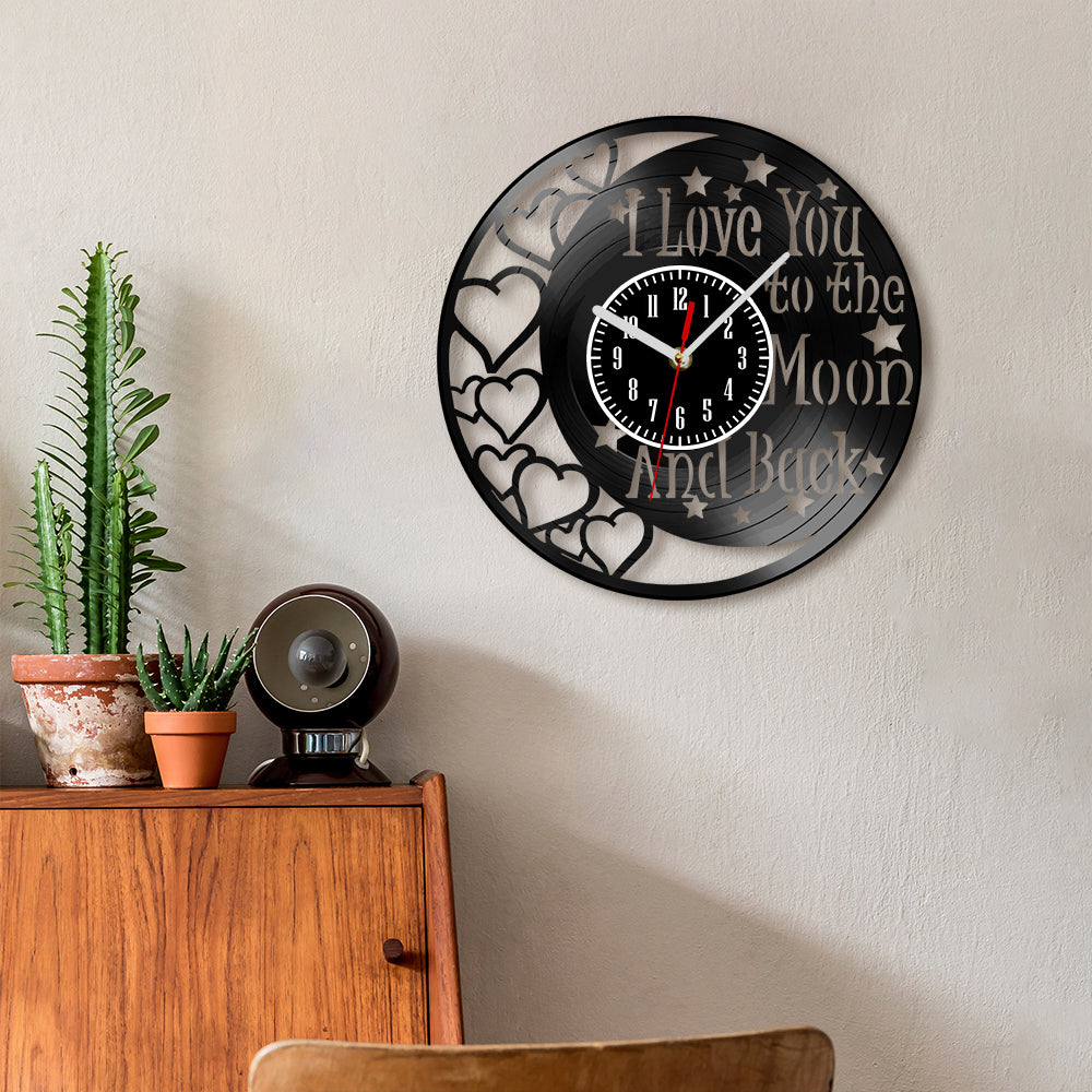 Love You To The Moon And Back Vinyl Record Wall Clock