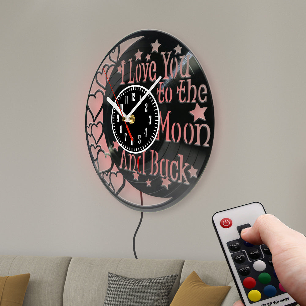 Love You To The Moon And Back Vinyl Record Wall Clock