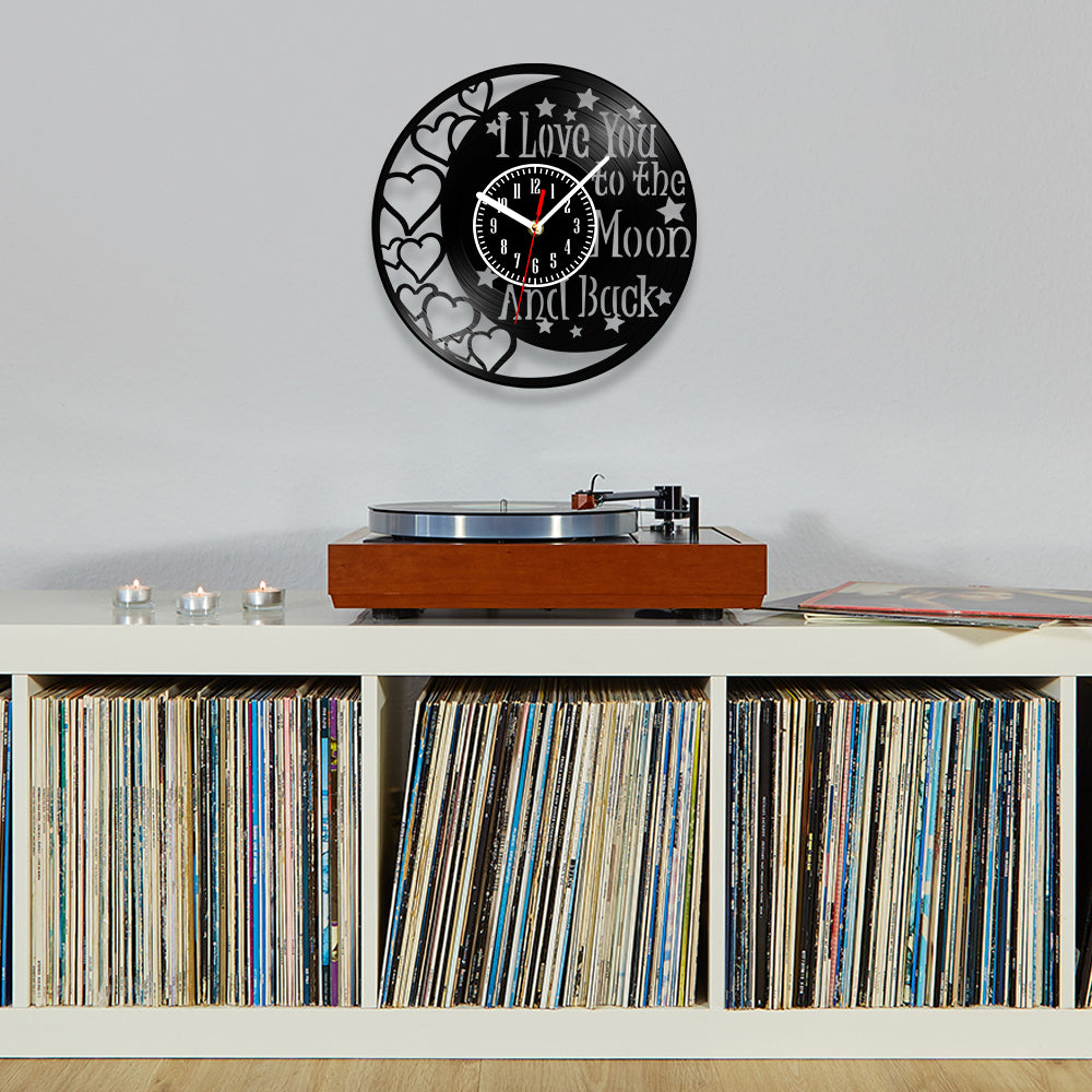Love You To The Moon And Back Vinyl Record Wall Clock