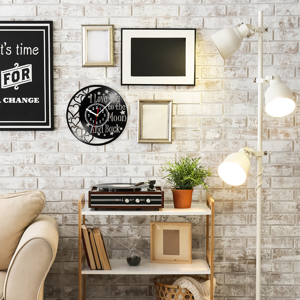 Love You To The Moon And Back Vinyl Record Wall Clock