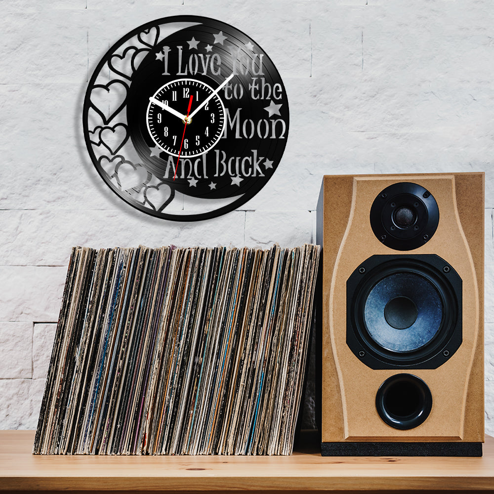 Love You To The Moon And Back Vinyl Record Wall Clock