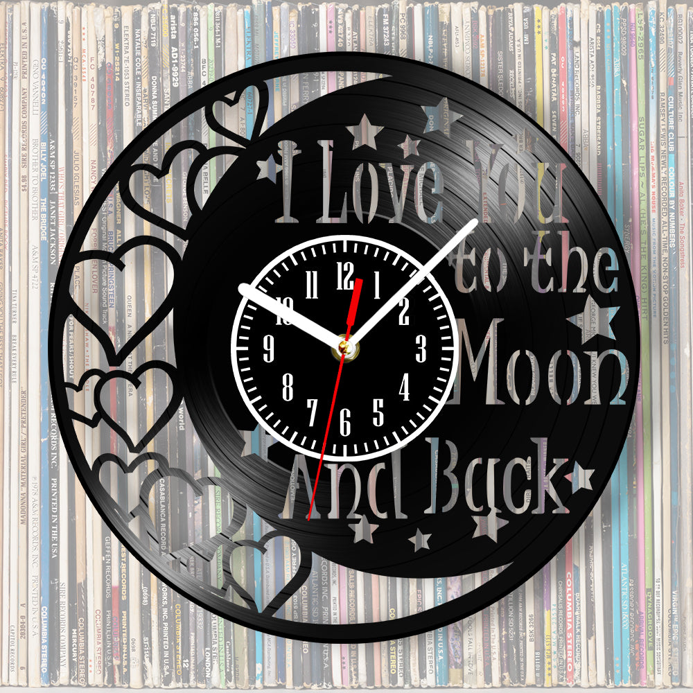 Love You To The Moon And Back Vinyl Record Wall Clock