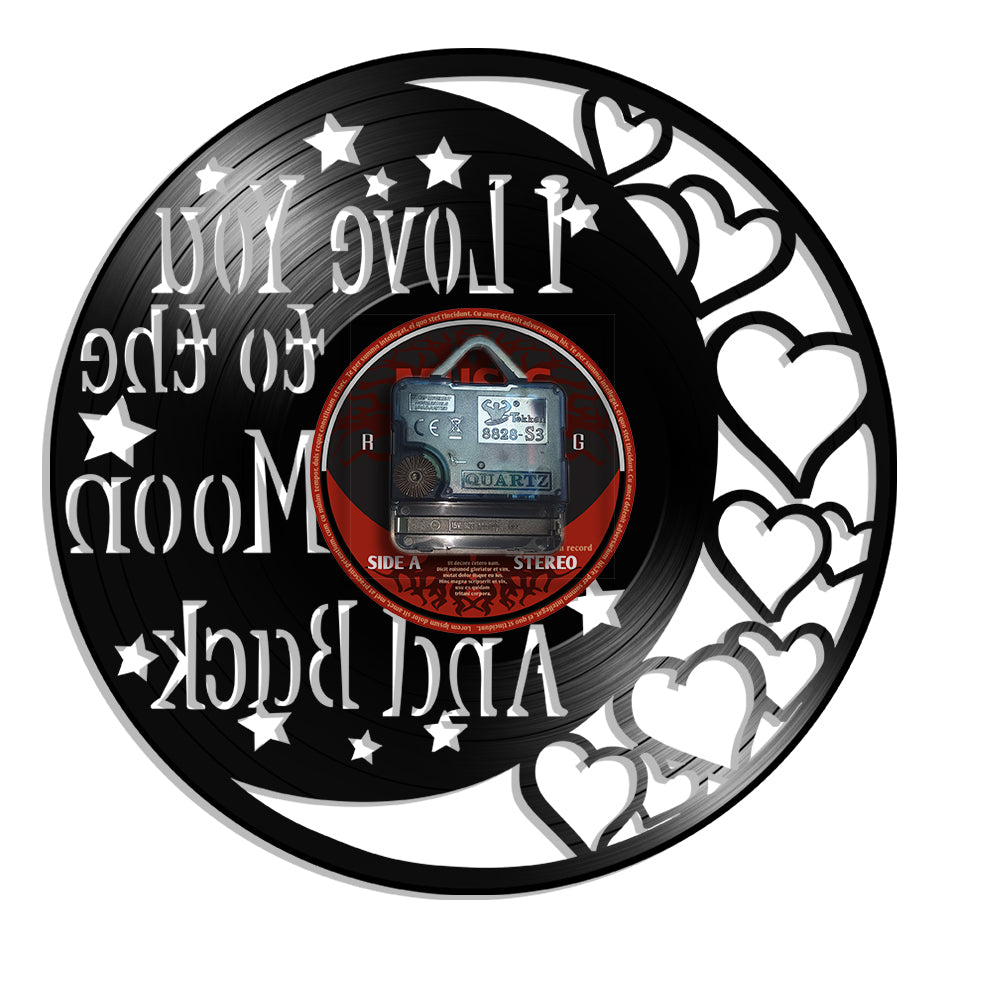 Love You To The Moon And Back Vinyl Record Wall Clock