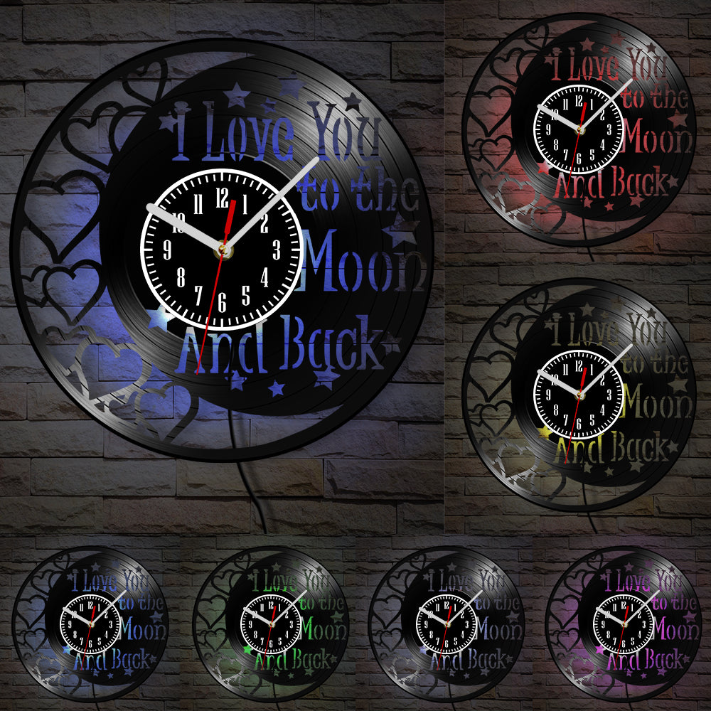 Love You To The Moon And Back Vinyl Record Wall Clock