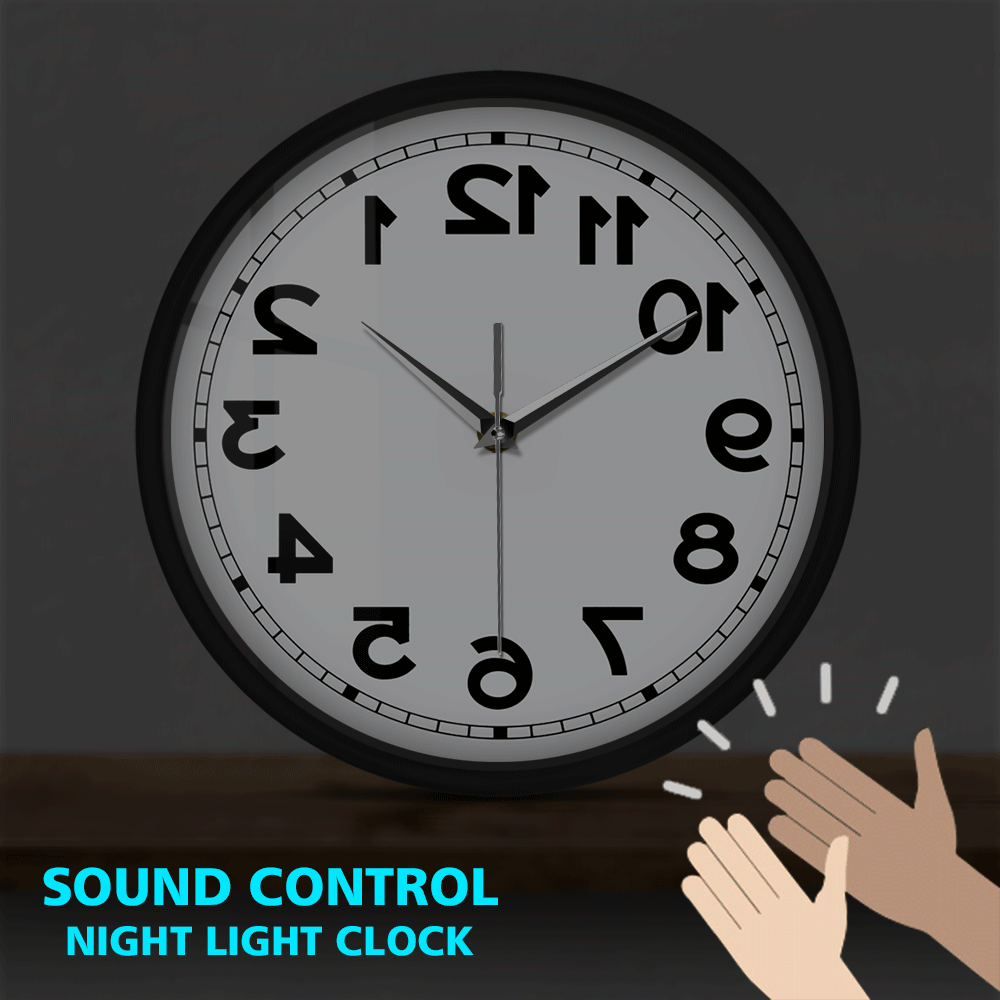 Counter Clockwise Backwards Clock Sound Activated Wall Clock