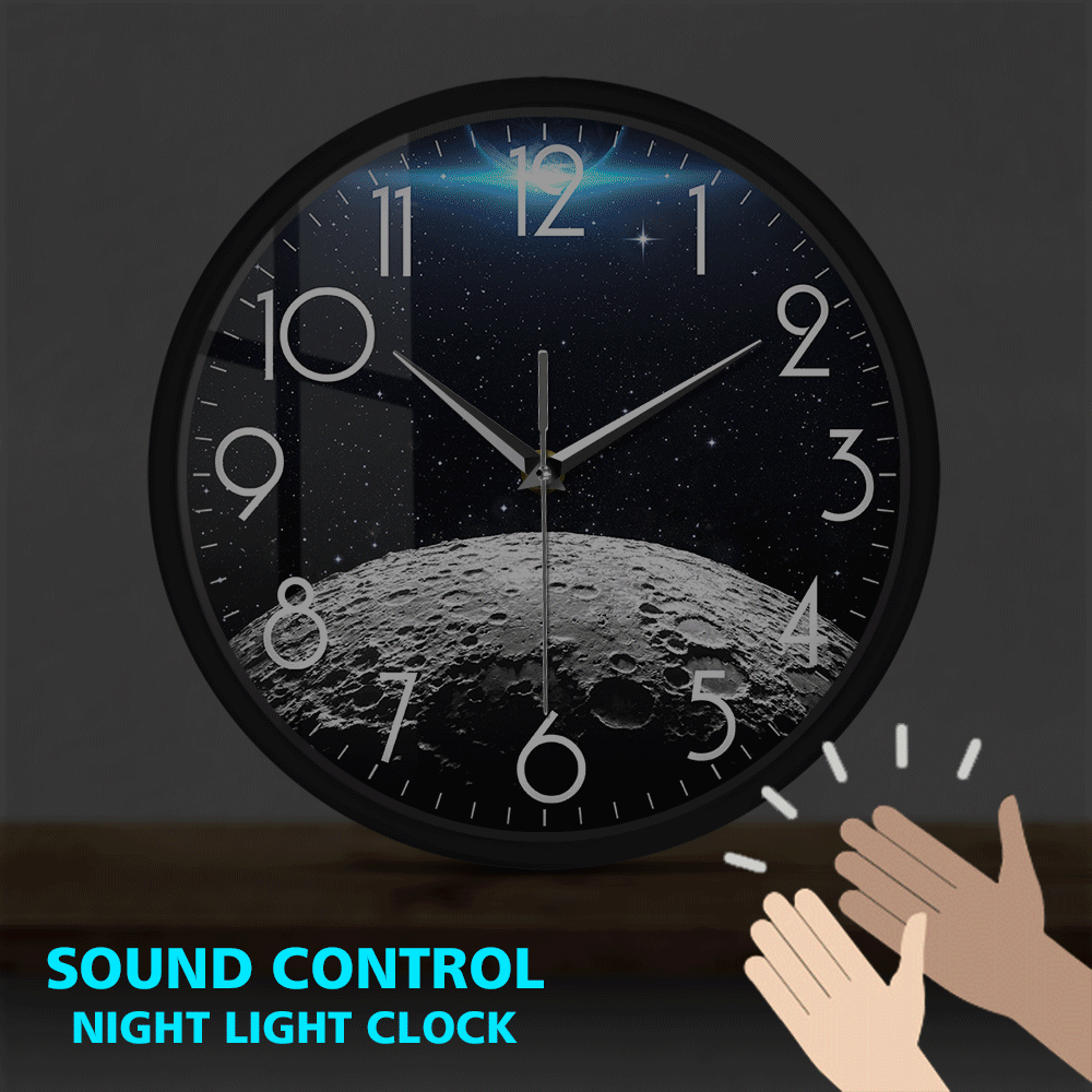 Planet Earth And Moon Sound Activated Wall Clock