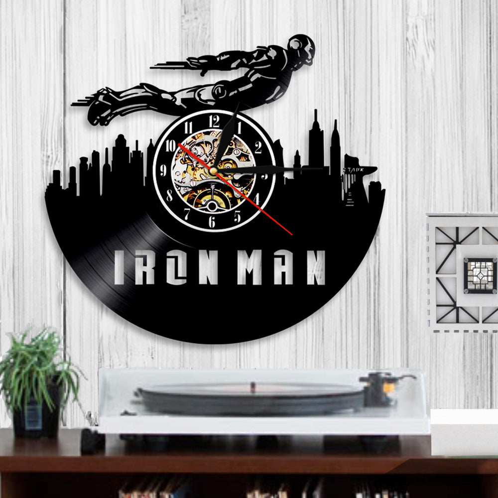 Tony Stark Superhero Vinyl Record Wall Clock