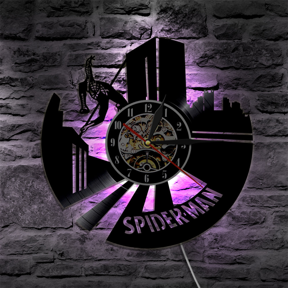 Spider Superhero Vinyl Record Wall Clock