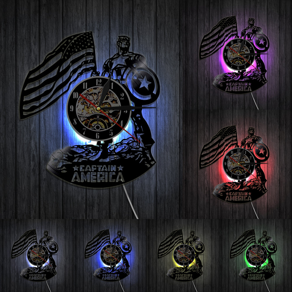 Steve Rogers Captain Superhero Vinyl Record Wall Clock