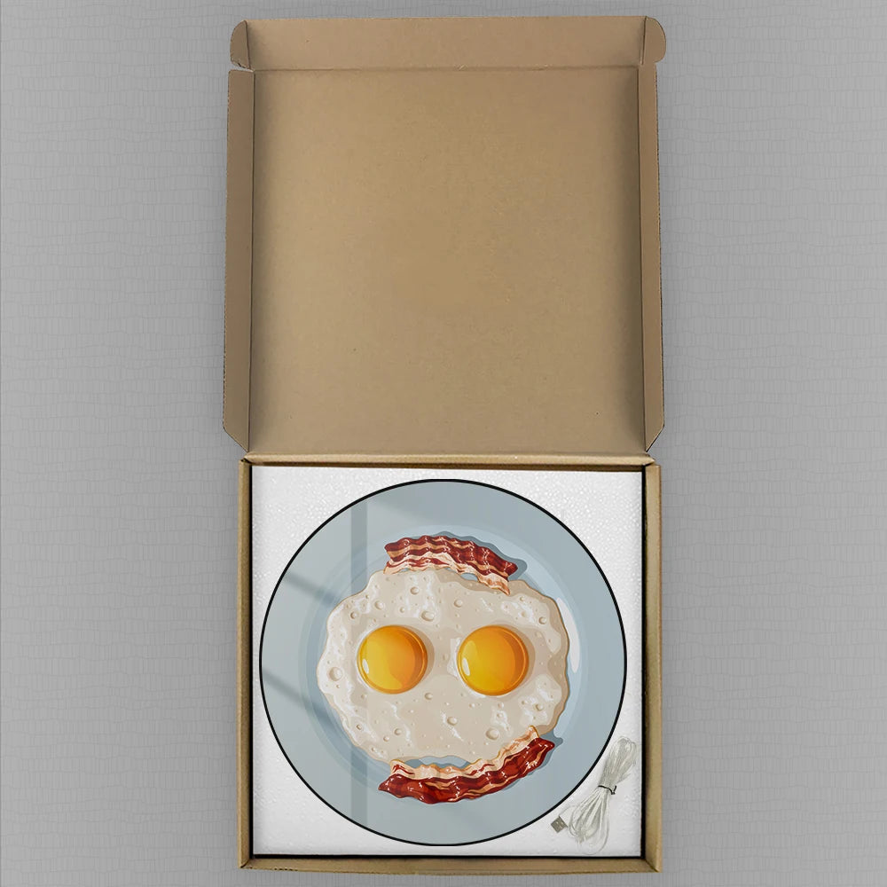 Scrambled Egg Bacon Breakfast LED Digital Wall Clock For Home Kitchen Dinning Room Unique Foodie Wall Art Electric Numeric Clock