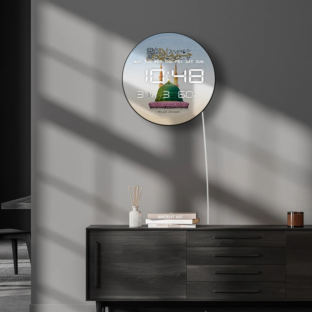 Eid Milad Un Nabi Mubarak LED Digital Wall Clock Prophet Muhammad Birthday Electric Numeric Wall Clock Muslim Home Decor Watch
