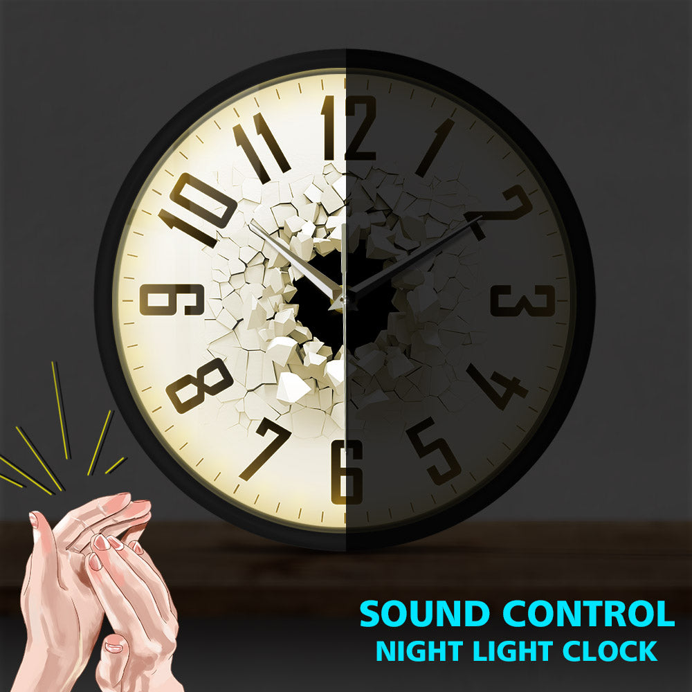 3D Cracked Wall Sound Activated Wall Clock