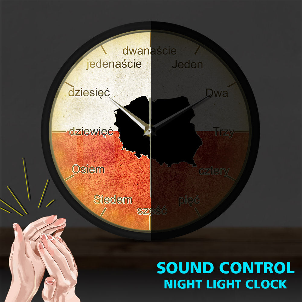 Poland Flag Map Sound Activated Wall Clock