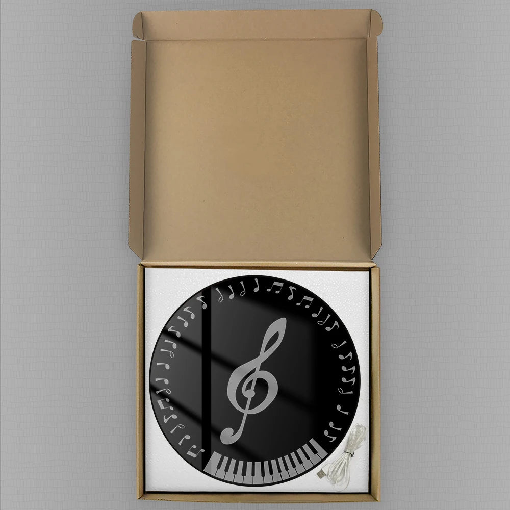 G-clef Music Notes LED Auto Dimming Digital Wall Clock Round Piano Keyboard Electronic Wall Clock Large Numeric Display Clock