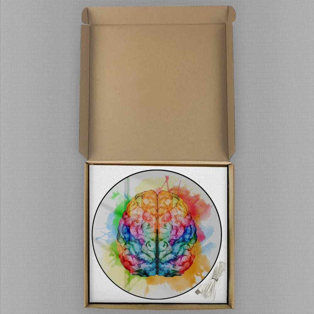 Spray Paint Watercolor Brain Modern Design Digital Wall Clock Large Time Display Electric Clock Neurologist Doctor Medical Gift