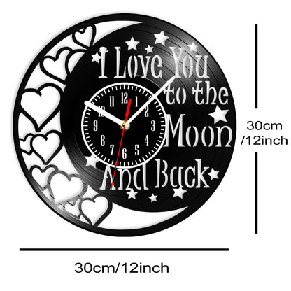 Love You To The Moon And Back Vinyl Record Wall Clock