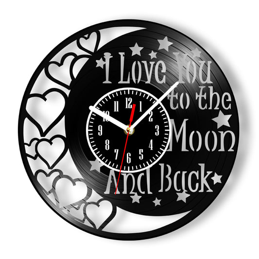 Love You To The Moon And Back Vinyl Record Wall Clock