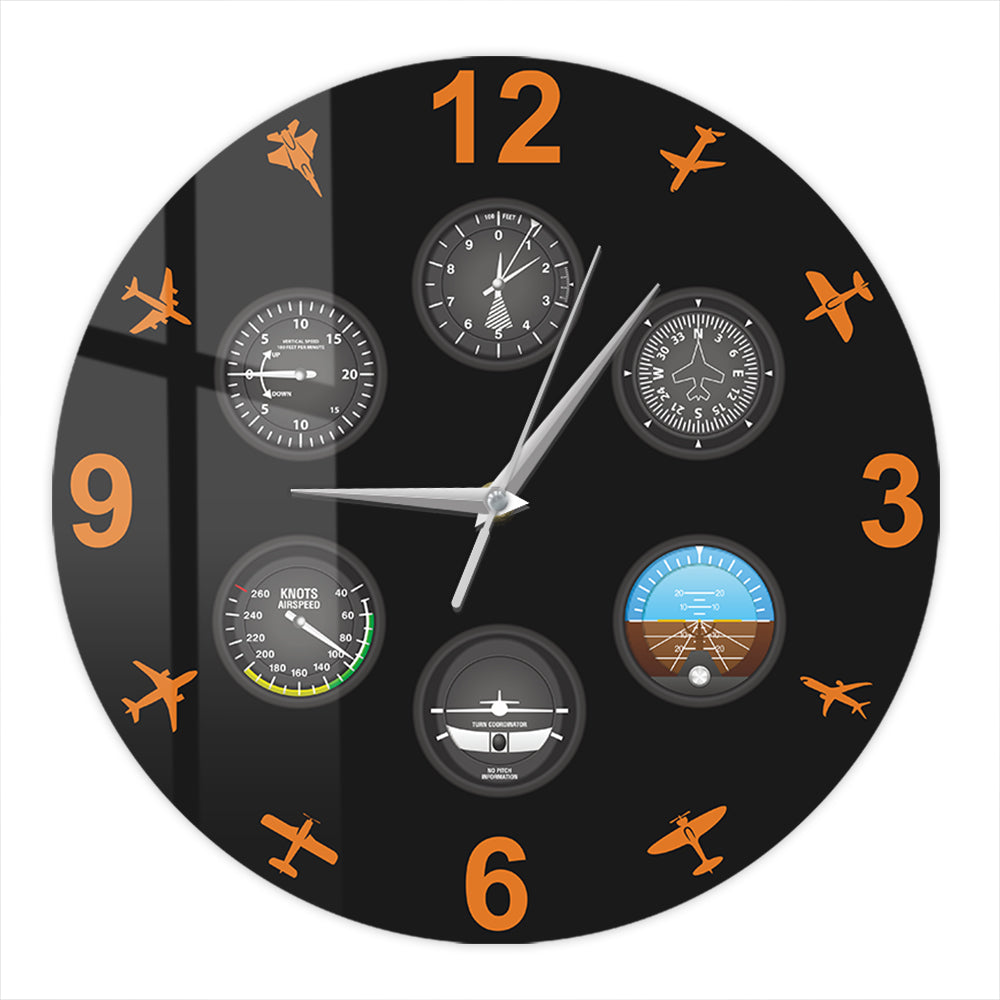 Flight Instrument Wall Clock