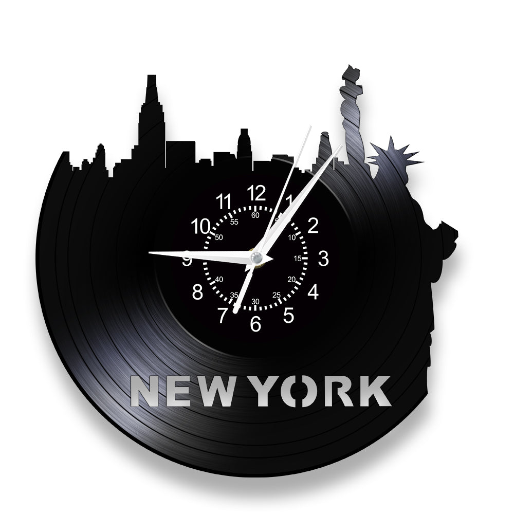 New York Skyline Vinyl Record Wall Clock