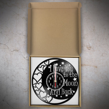 Love You To The Moon And Back Vinyl Record Wall Clock