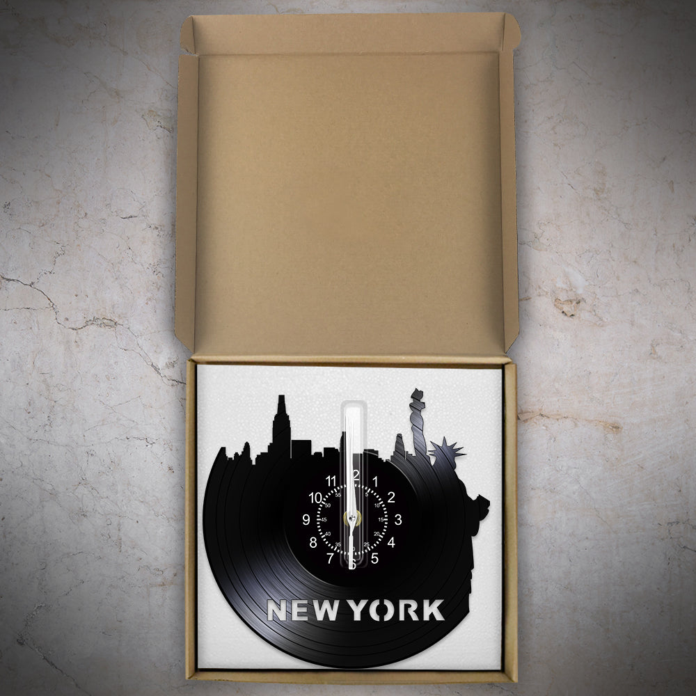 New York Skyline Vinyl Record Wall Clock