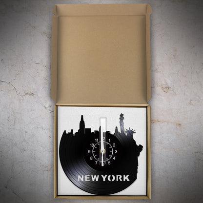 New York Skyline Vinyl Record Wall Clock