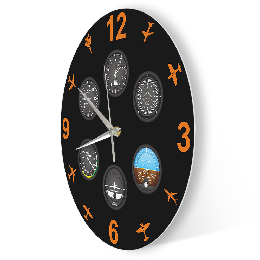 Flight Instrument Wall Clock