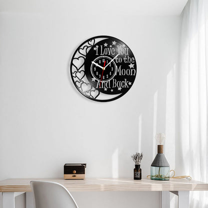 Love You To The Moon And Back Vinyl Record Wall Clock