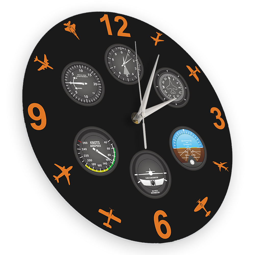 Flight Instrument Wall Clock