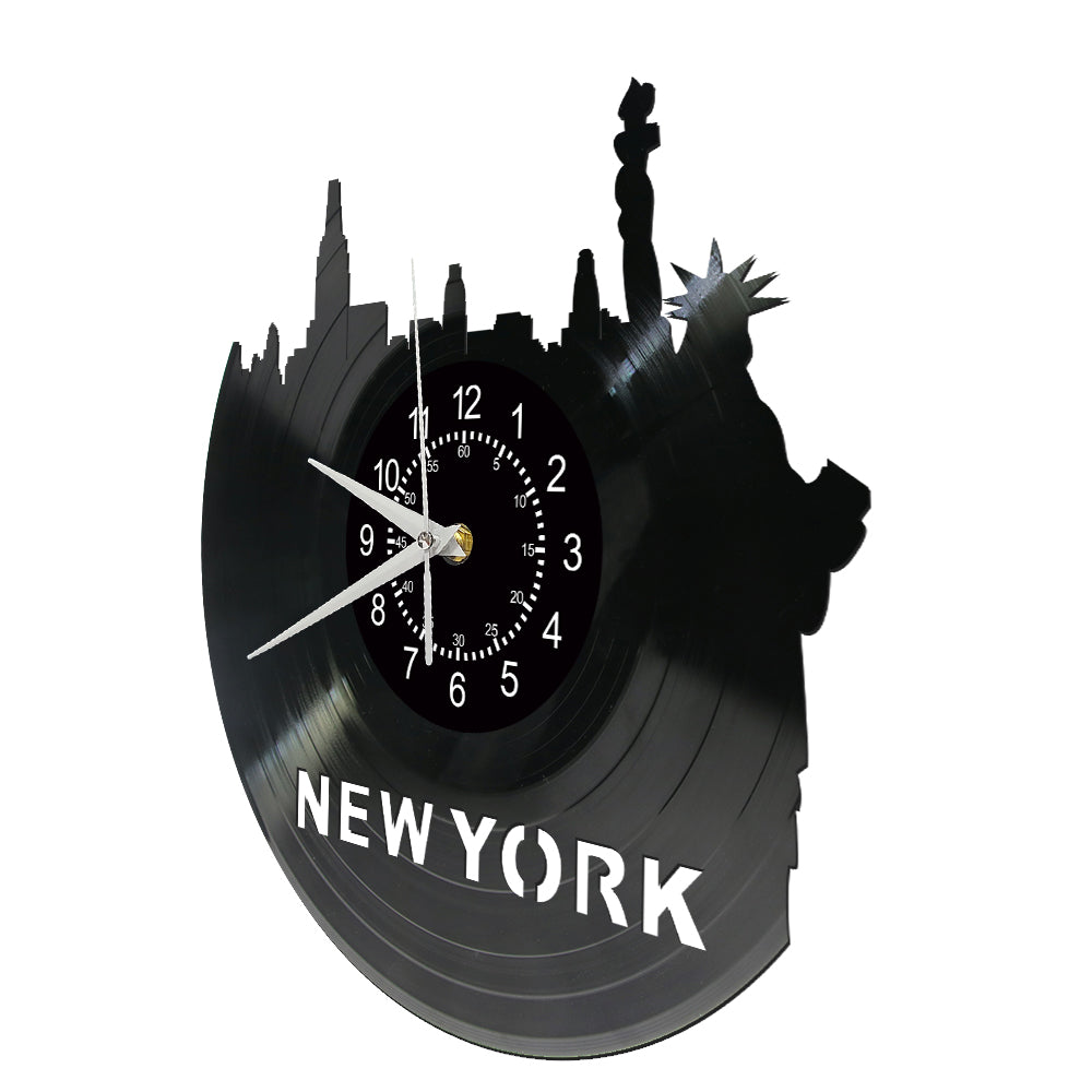 New York Skyline Vinyl Record Wall Clock