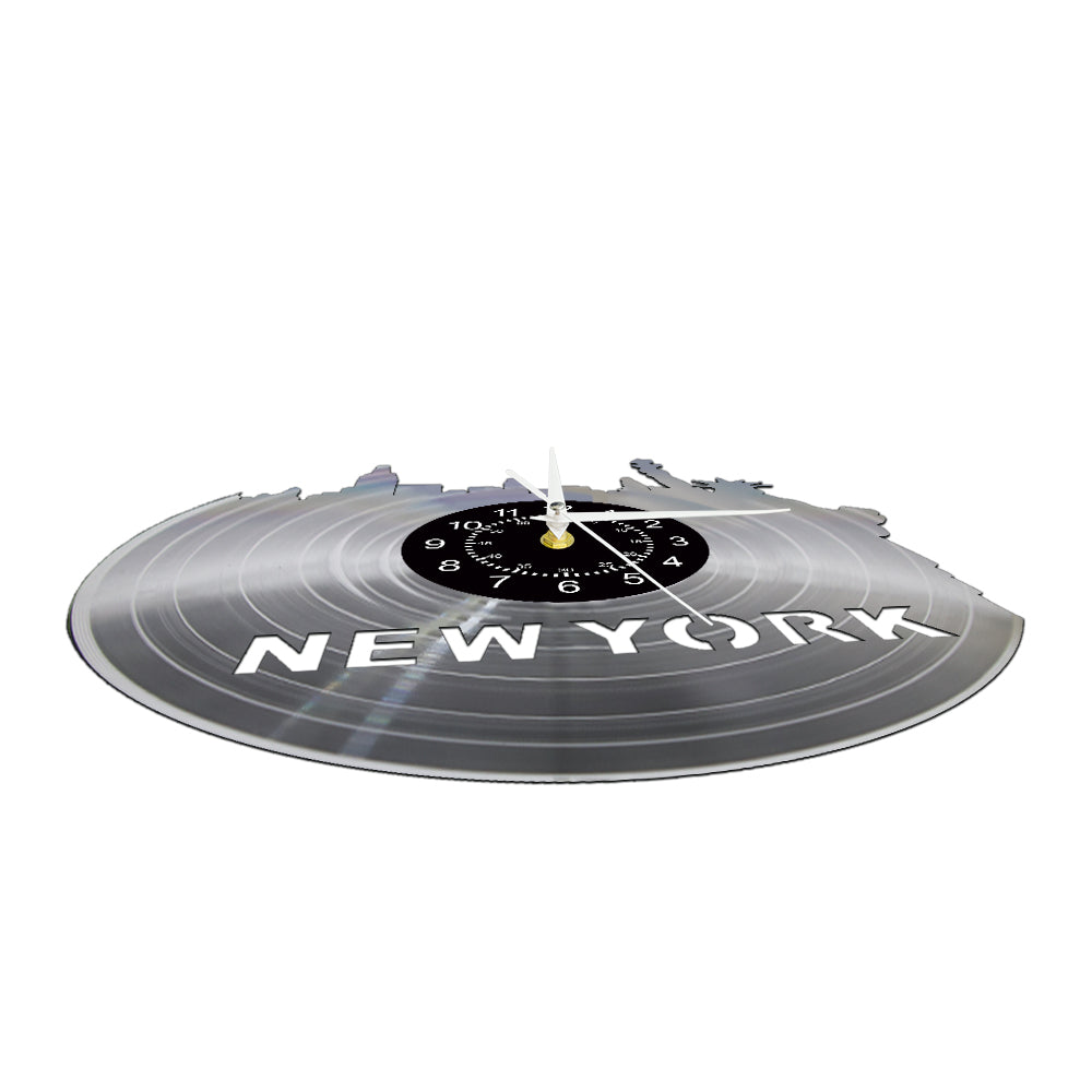 New York Skyline Vinyl Record Wall Clock