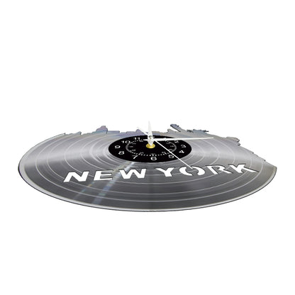 New York Skyline Vinyl Record Wall Clock