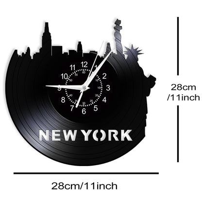 New York Skyline Vinyl Record Wall Clock