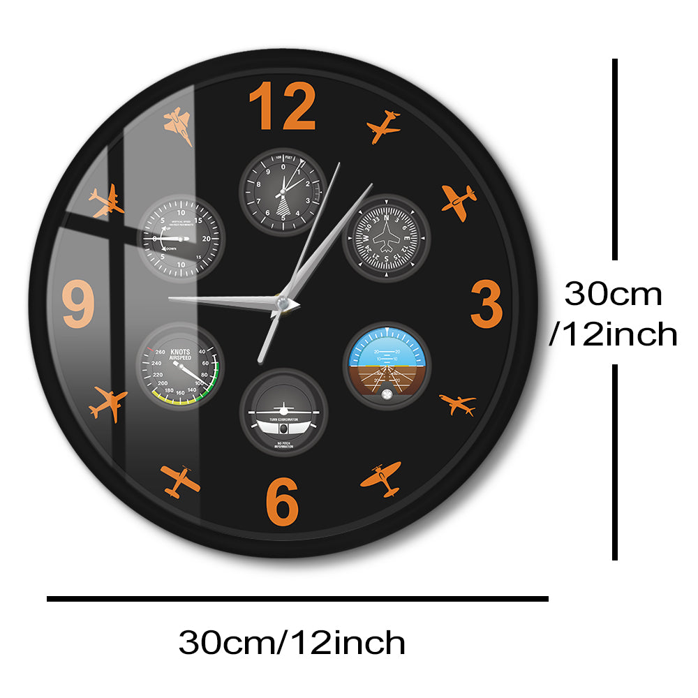 Flight Instrument Wall Clock