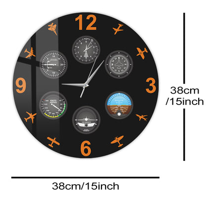 Flight Instrument Wall Clock