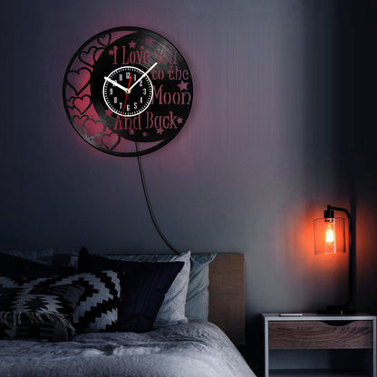 Love You To The Moon And Back Vinyl Record Wall Clock