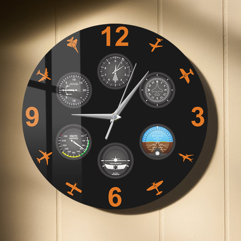 Flight Instrument Wall Clock