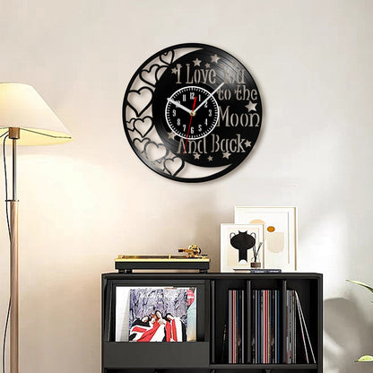 Love You To The Moon And Back Vinyl Record Wall Clock