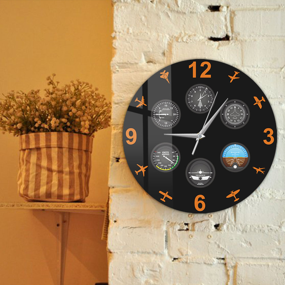 Flight Instrument Wall Clock