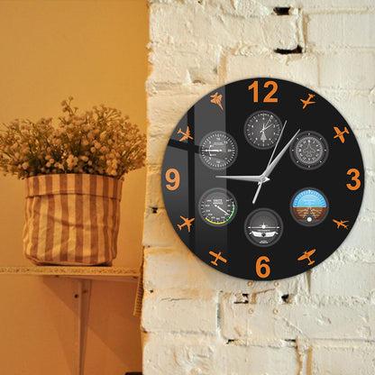 Flight Instrument Wall Clock