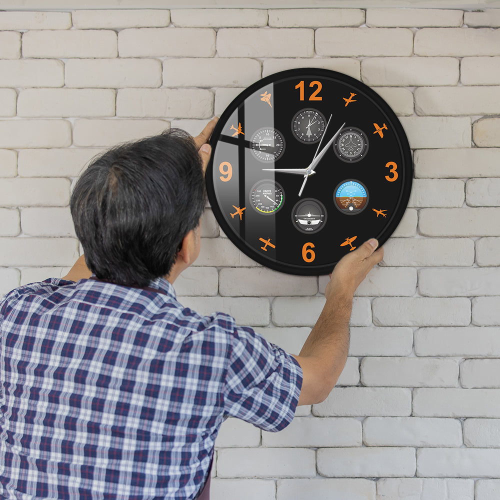 Flight Instrument Wall Clock